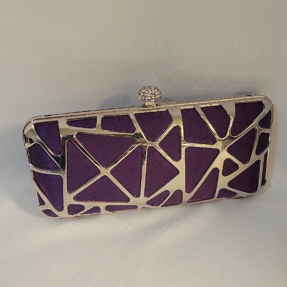 Elegant Purple Clutch with Silver Accents